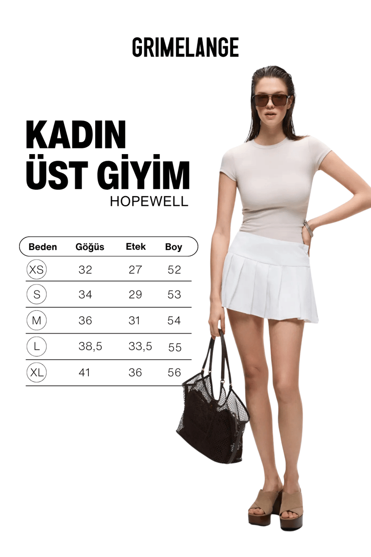 HOPEWELL Kadın Yuvarlak Yaka Örme Slim Fit Taş Rengi T-Shirt