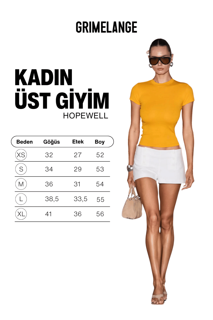 HOPEWELL Kadın Yuvarlak Yaka Örme Slim Fit Turuncu T-Shirt