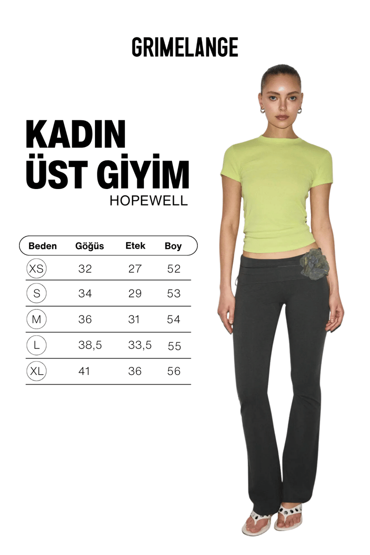 HOPEWELL Kadın Yuvarlak Yaka Örme Slim Fit Yeşil T-Shirt
