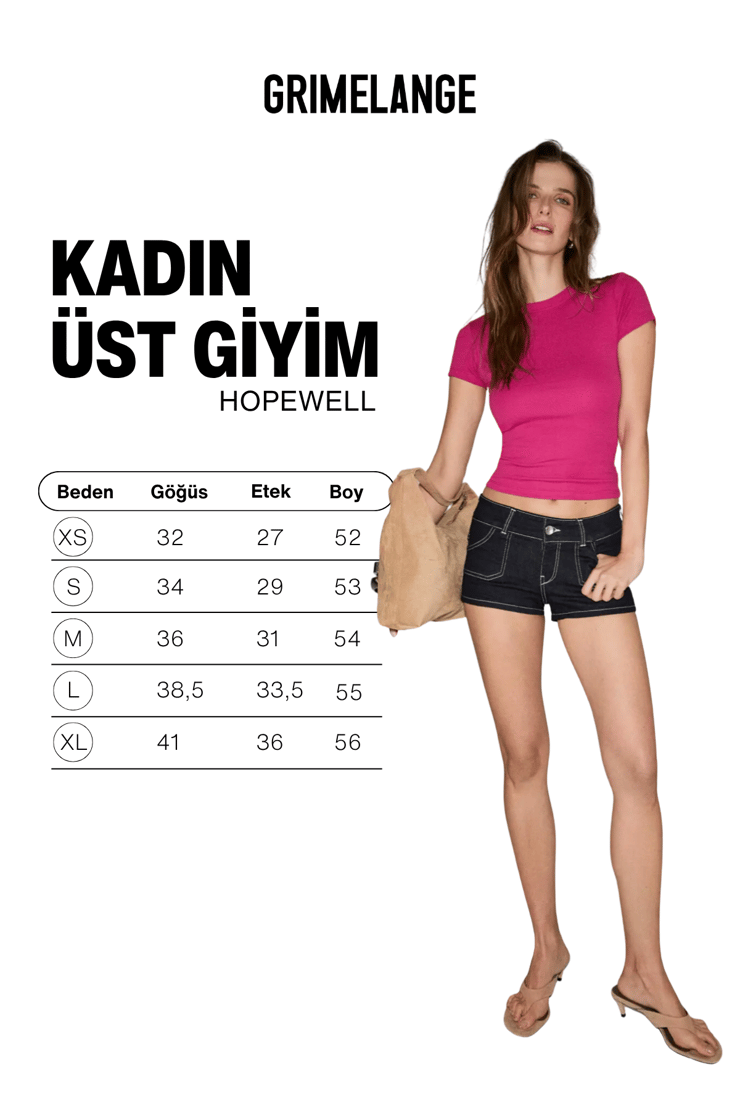 HOPEWELL Kadın Yuvarlak Yaka Örme Slim Fit Fuşya T-Shirt