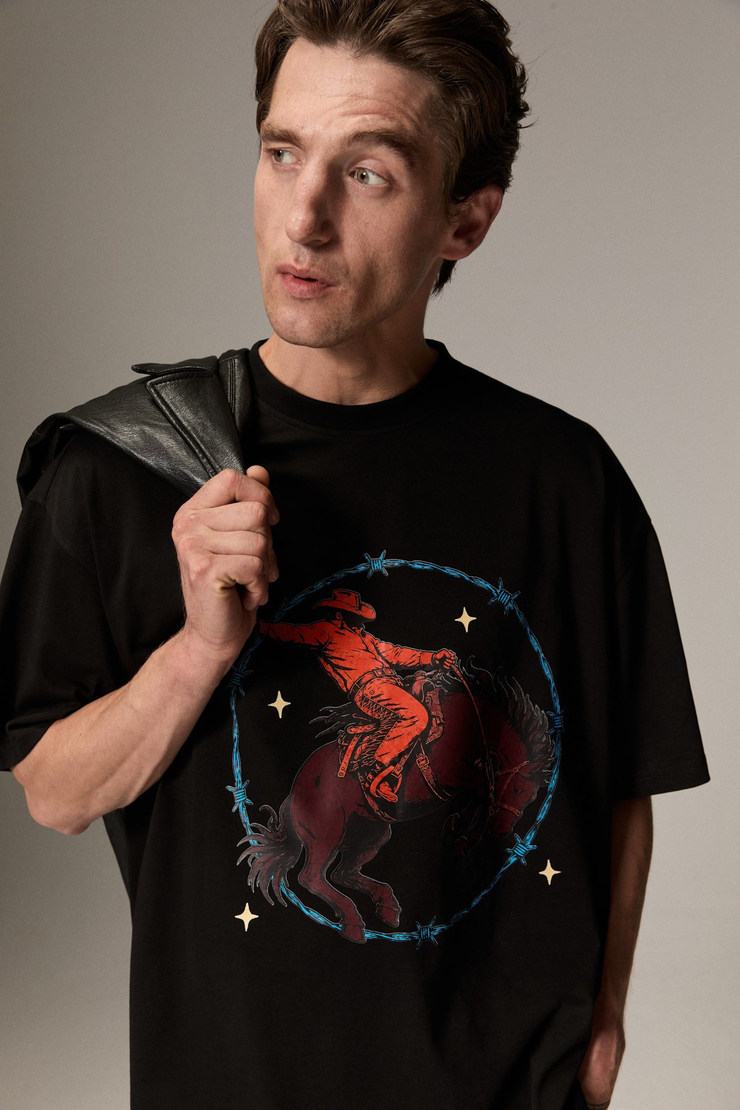 HOSAN Erkek Baskılı Siyah T-Shirt