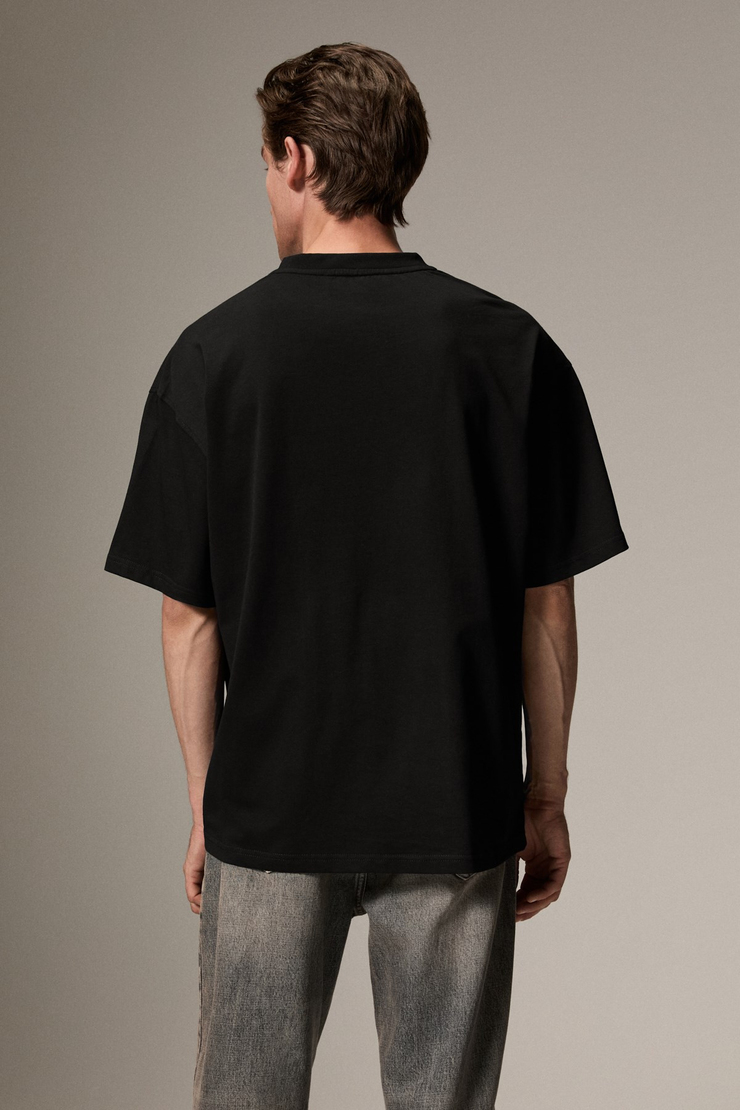 HOSAN Erkek Baskılı Siyah T-Shirt