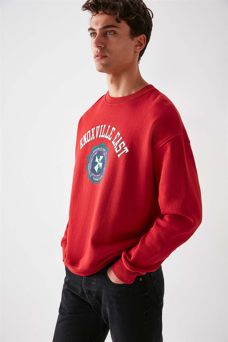 HUNDO-P Örme Oversize Bordo  Sweatshirt