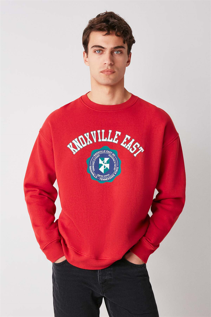 HUNDO-P Örme Oversize Bordo  Sweatshirt