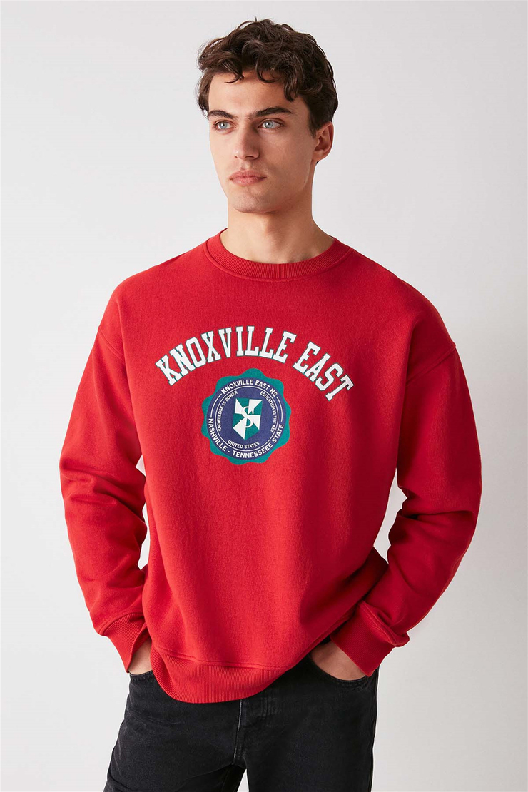 HUNDO-P Örme Oversize Bordo  Sweatshirt
