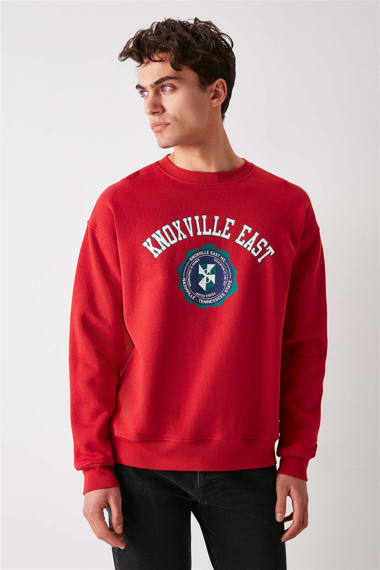 HUNDO-P Örme Oversize Bordo  Sweatshirt