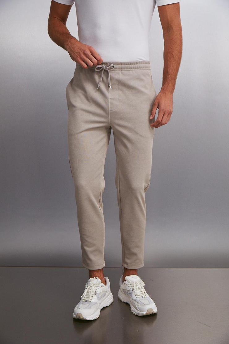 HUXLEY  Regular Bej Tekli Pantolon