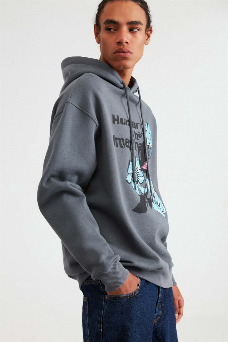 IMAGINATION Örme Oversize Açık Gri  Sweatshirt