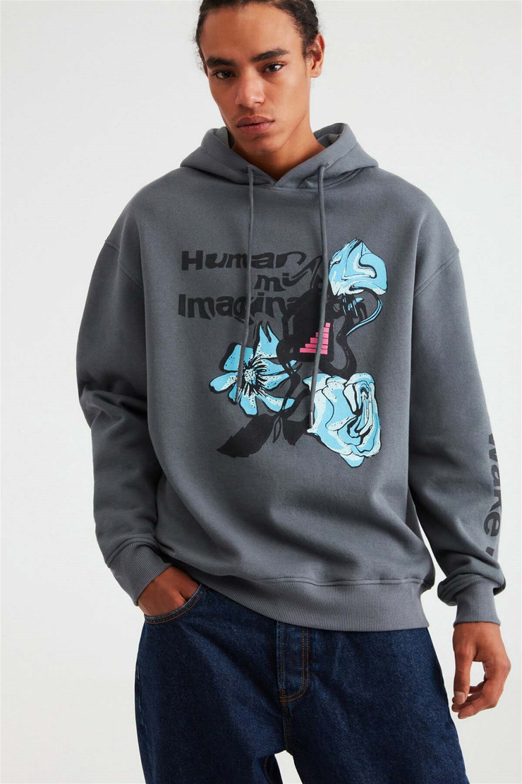 IMAGINATION Örme Oversize Açık Gri  Sweatshirt