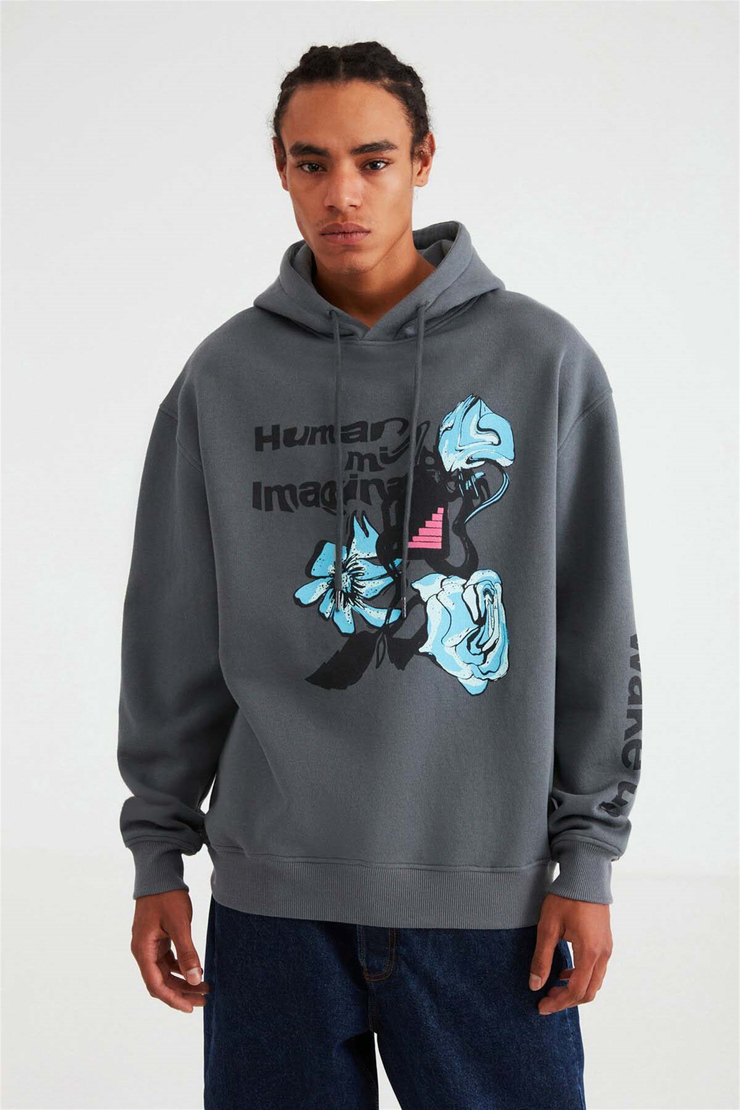 IMAGINATION Örme Oversize Açık Gri  Sweatshirt