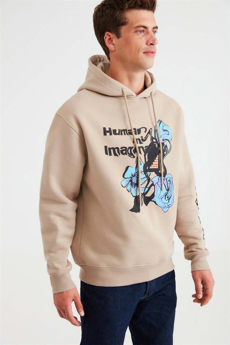 IMAGINATION Örme Oversize Bej  Sweatshirt