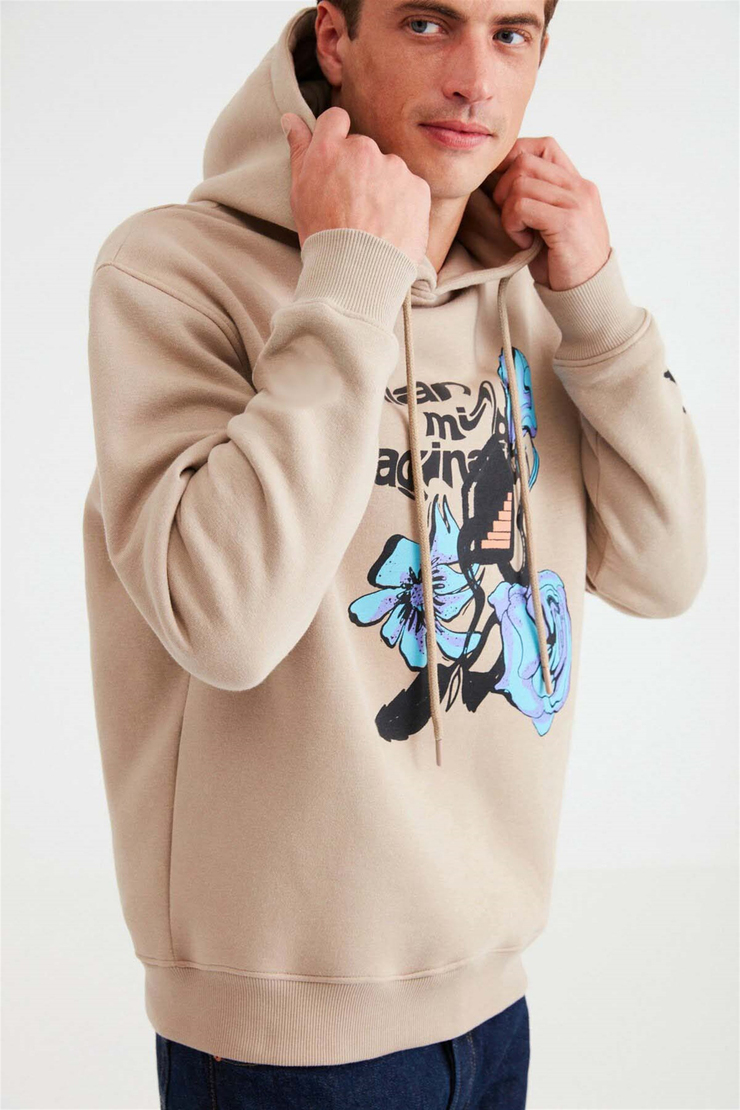 IMAGINATION Örme Oversize Bej  Sweatshirt