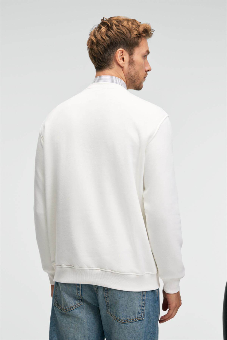 IRVING Erkek Yuvarlak Yaka Göğsü Ve Önü Regular Fit Ekru Sweatshirt