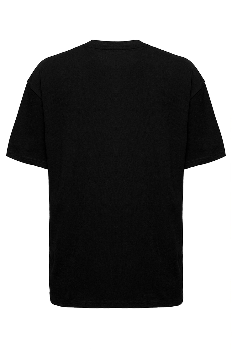 ISOLATION Erkek Siyah Baskılı Yuvarlak Yaka Oversıze T-Shirt