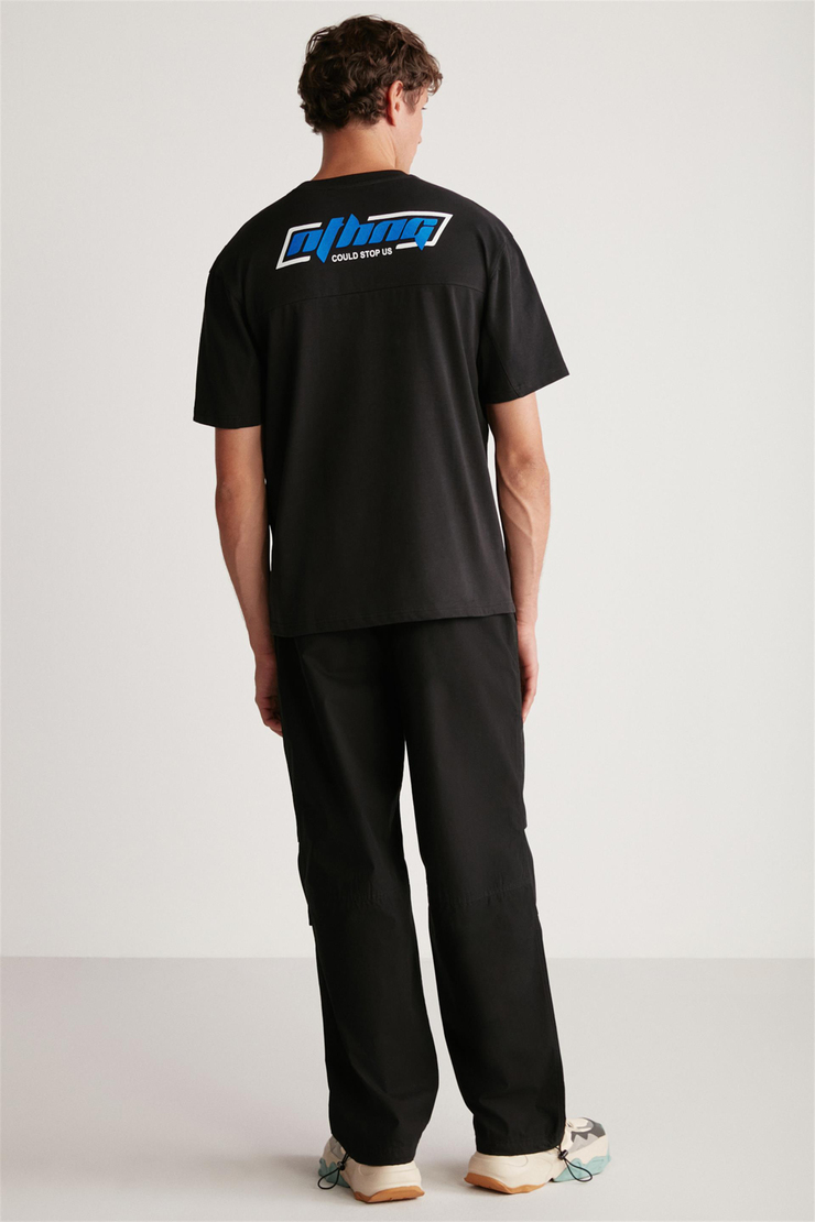 JACK Örme Oversize Siyah Tekli T-Shirt