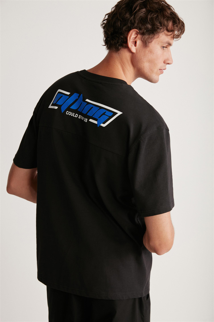 JACK Örme Oversize Siyah Tekli T-Shirt