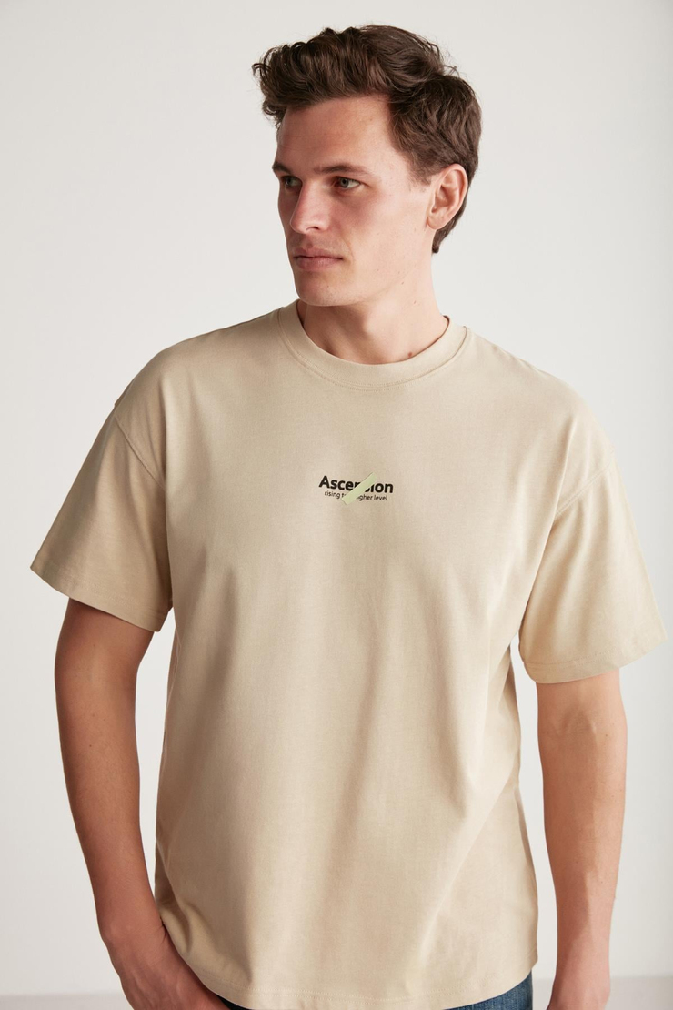 JAKE  Oversize Bej Tekli T-Shirt