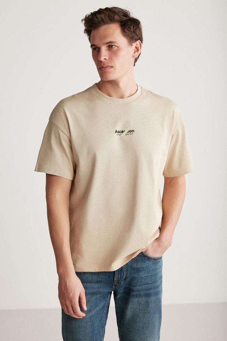 JAKE  Oversize Bej Tekli T-Shirt