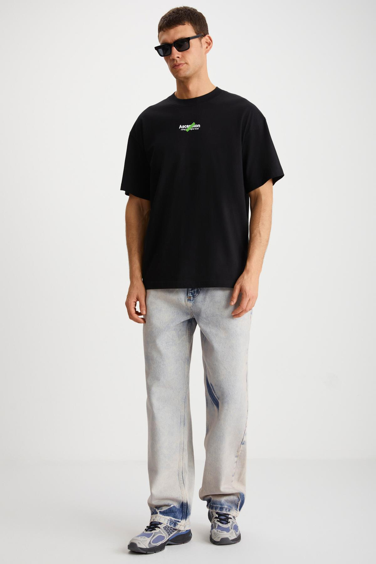 JAKE  Oversize Siyah Tekli T-Shirt