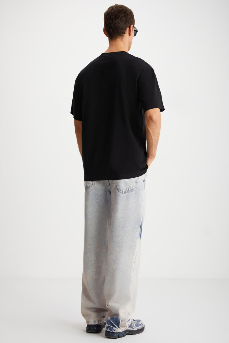 JAKE  Oversize Siyah Tekli T-Shirt