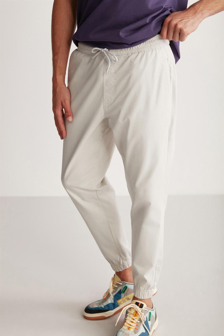 JAKOB  Comfort Gri Tekli Pantolon