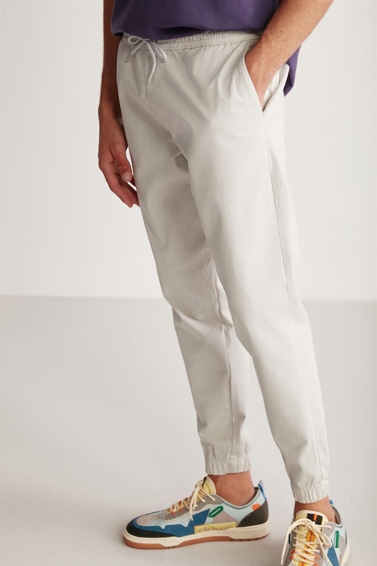 JAKOB  Comfort Gri Tekli Pantolon