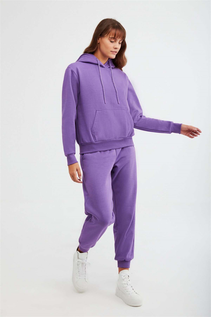 JANE Örme Comfort Fit Mor  Sweatshirt