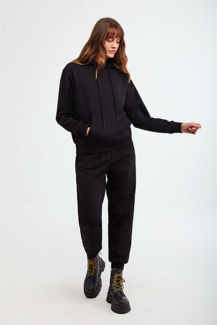 JANE Örme Comfort Fit Siyah  Sweatshirt