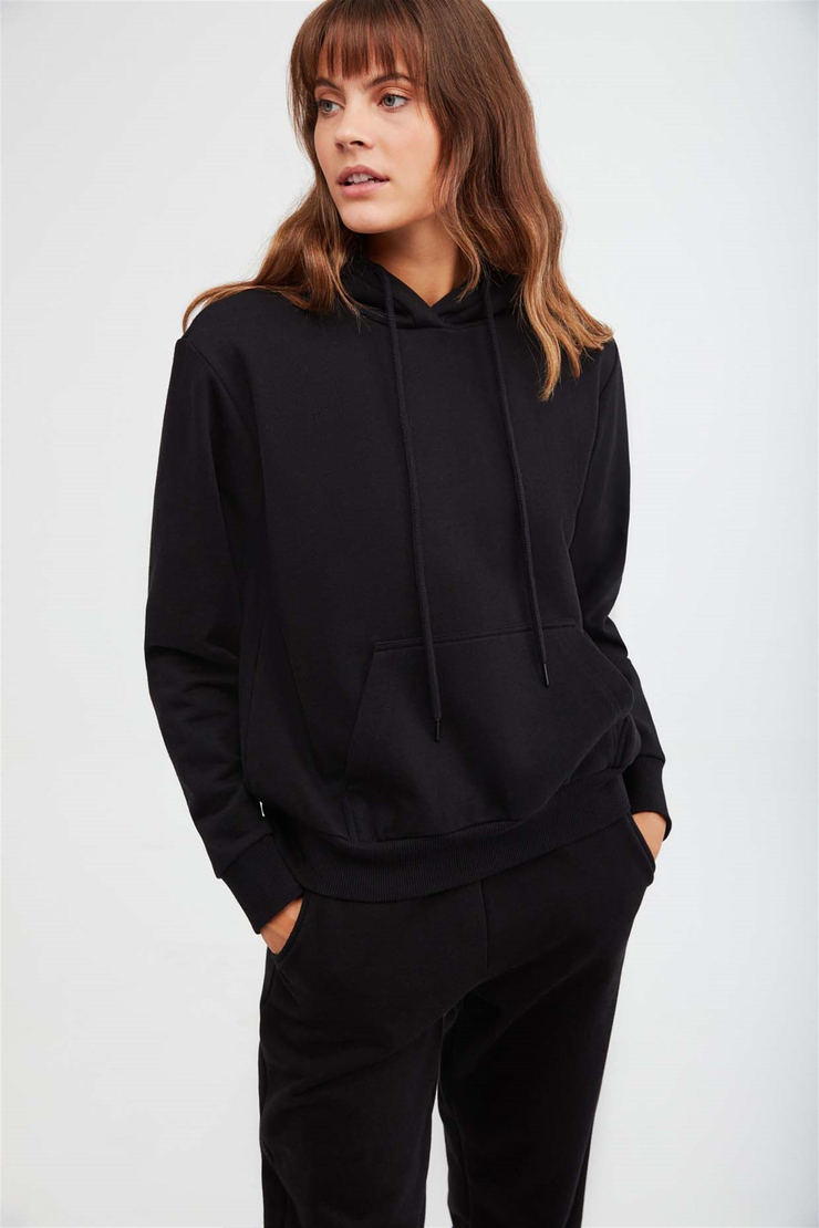 JANE Örme Comfort Fit Siyah  Sweatshirt