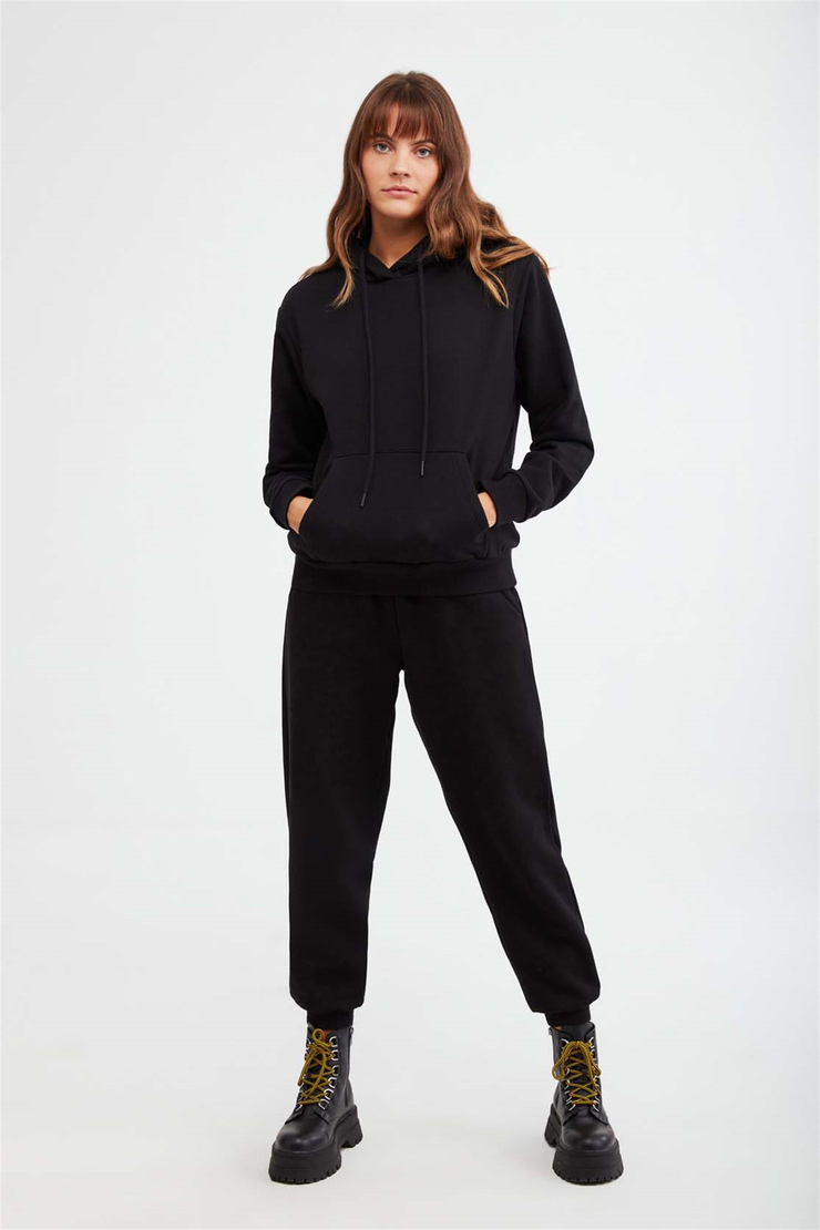JANE Örme Comfort Fit Siyah  Sweatshirt