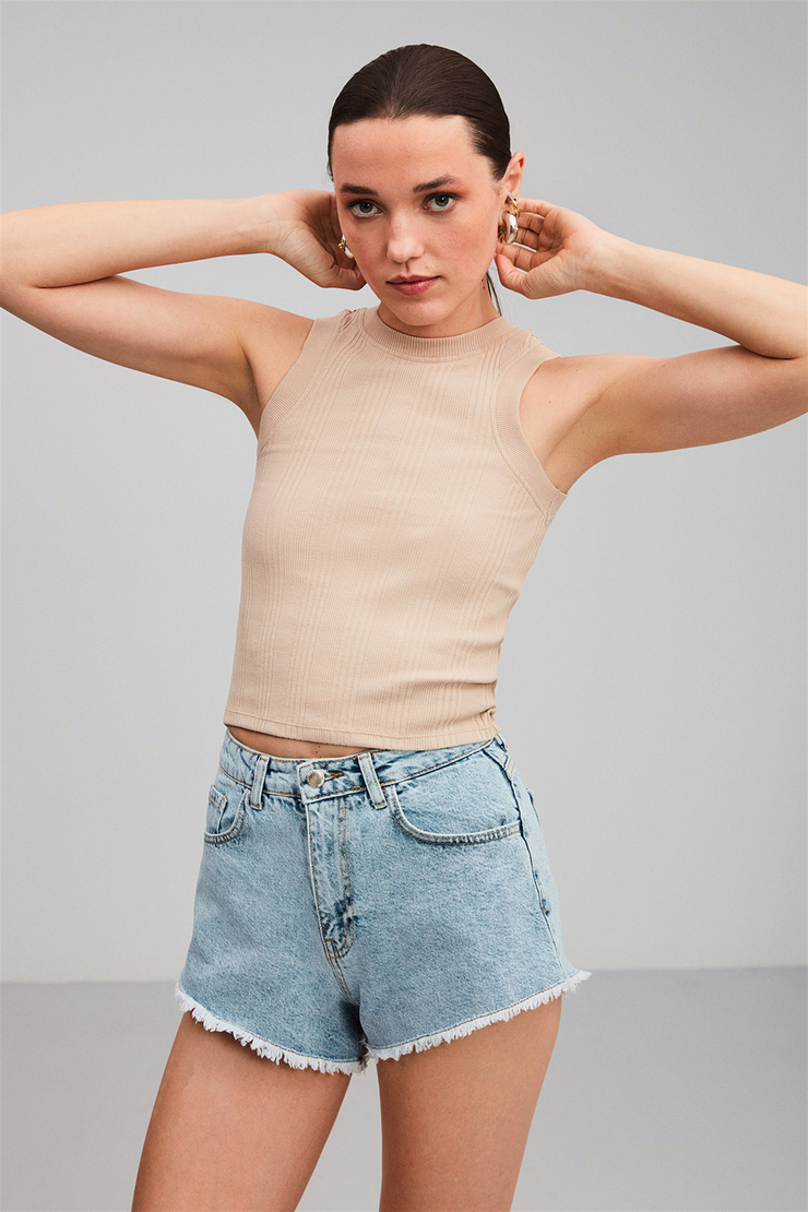 JANETTE Örme Fitted Bej  Atlet