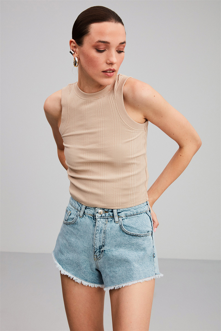 JANETTE Örme Fitted Bej  Atlet