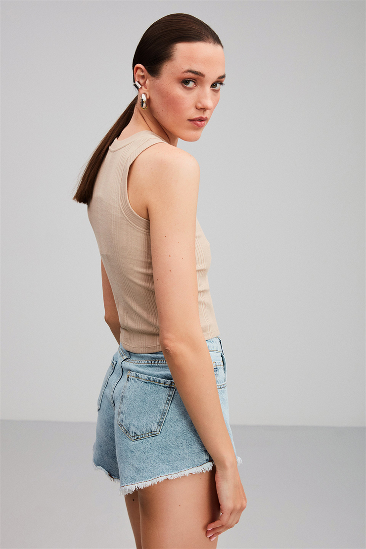 JANETTE Örme Fitted Bej  Atlet