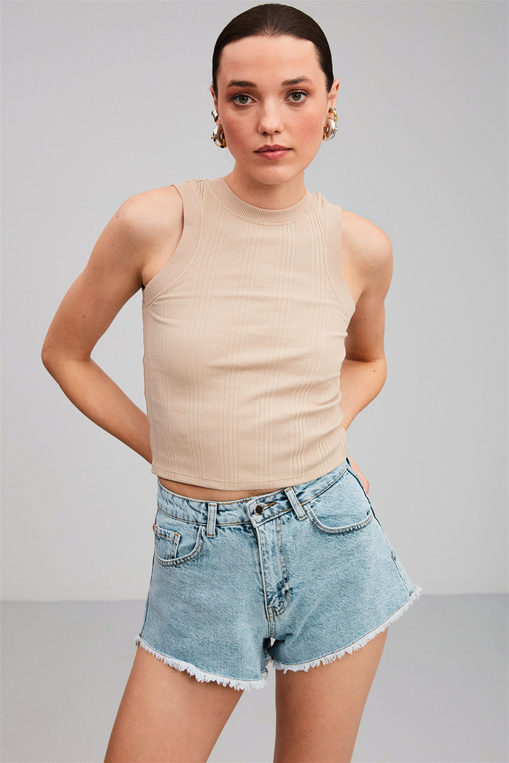 JANETTE Örme Fitted Bej  Atlet