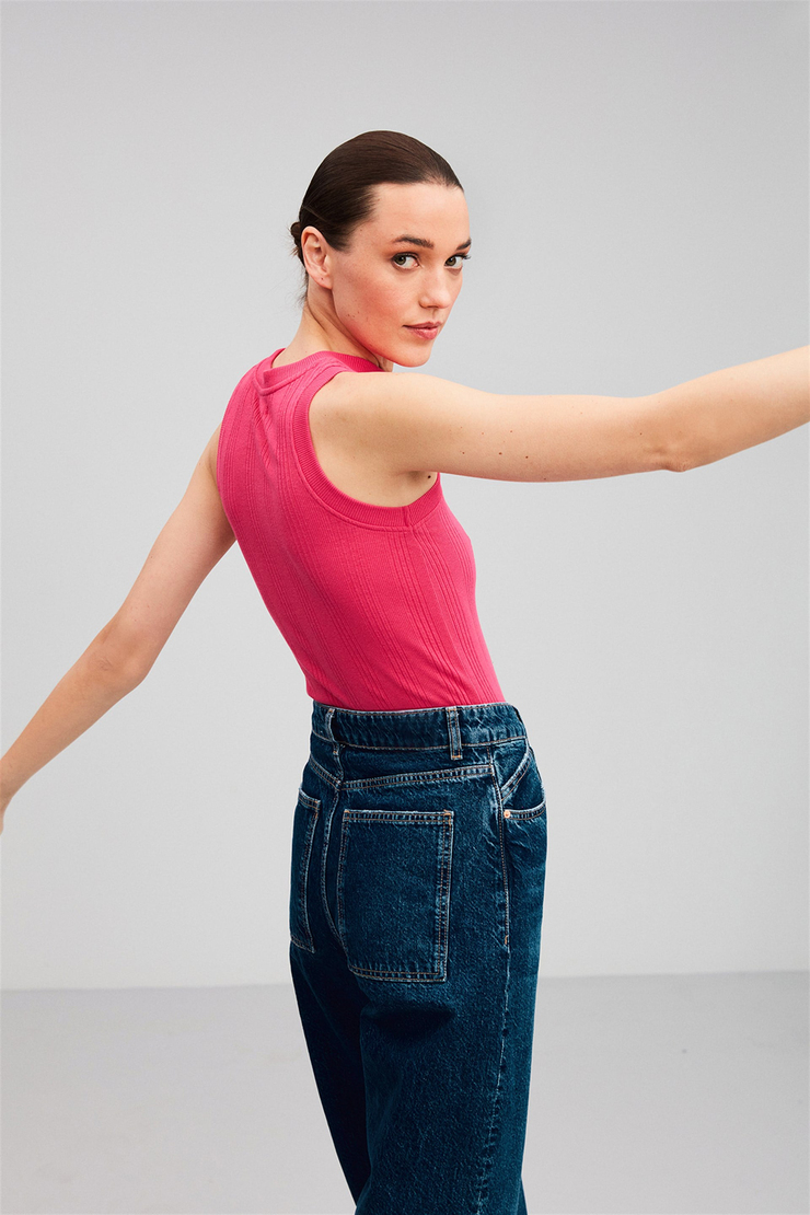 JANETTE Örme Fitted Fuşya  Atlet