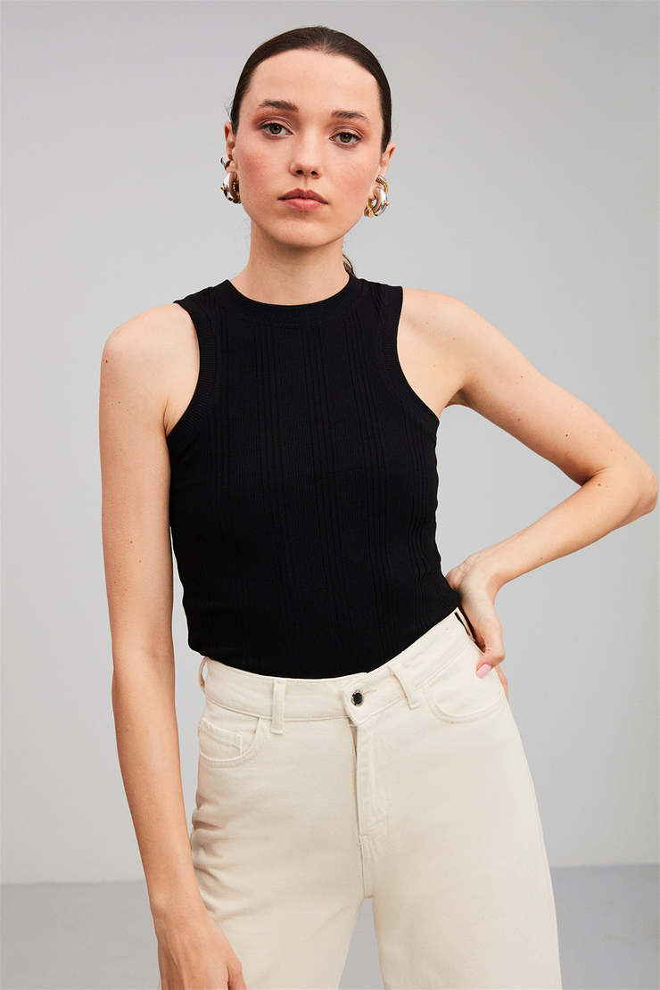 JANETTE Örme Fitted Siyah  Atlet