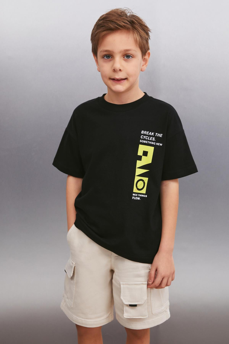 JARETH  Oversize Siyah Tekli T-Shirt