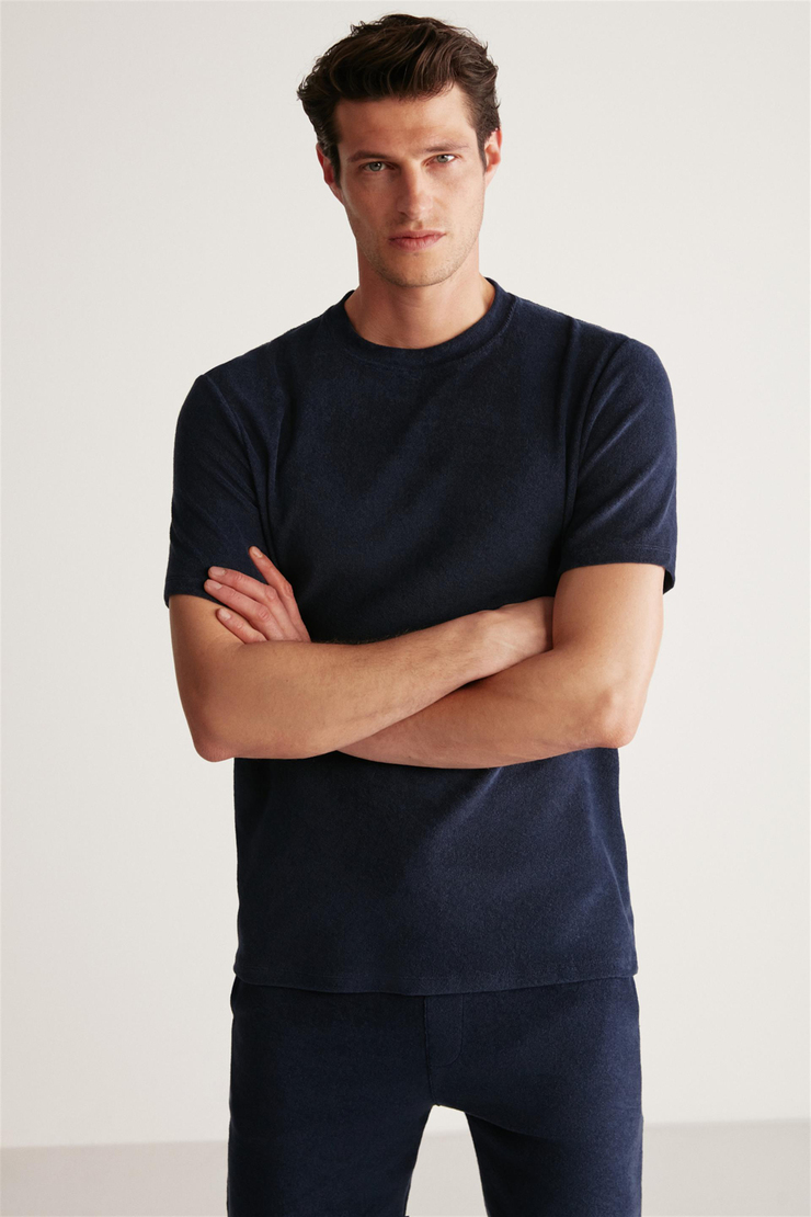 JAVED Örme Regular Lacivert  T-Shirt