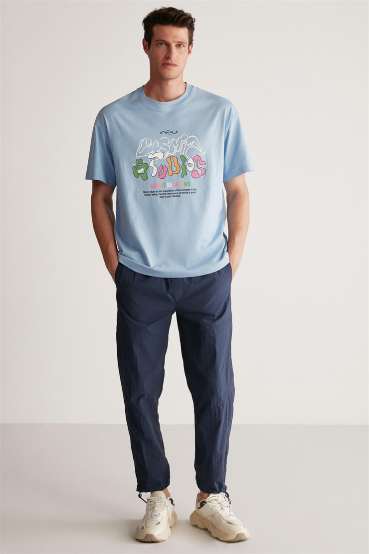 JAVIER Örme  Mavi  T-Shirt