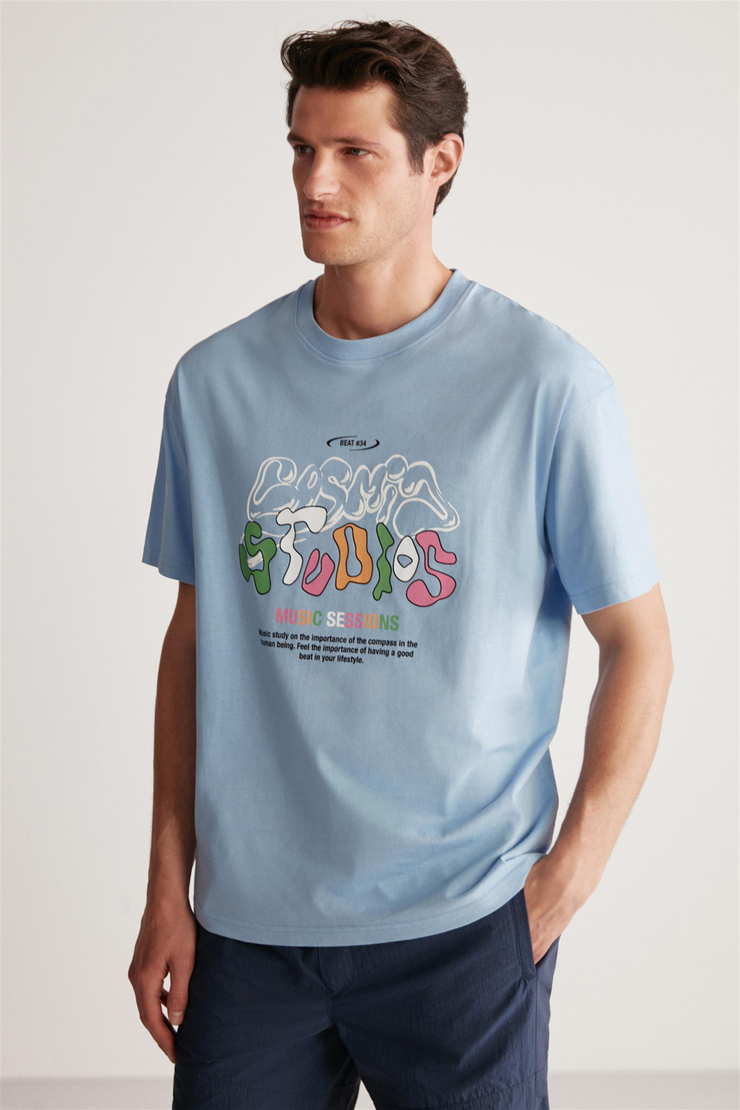 JAVIER Örme  Mavi  T-Shirt