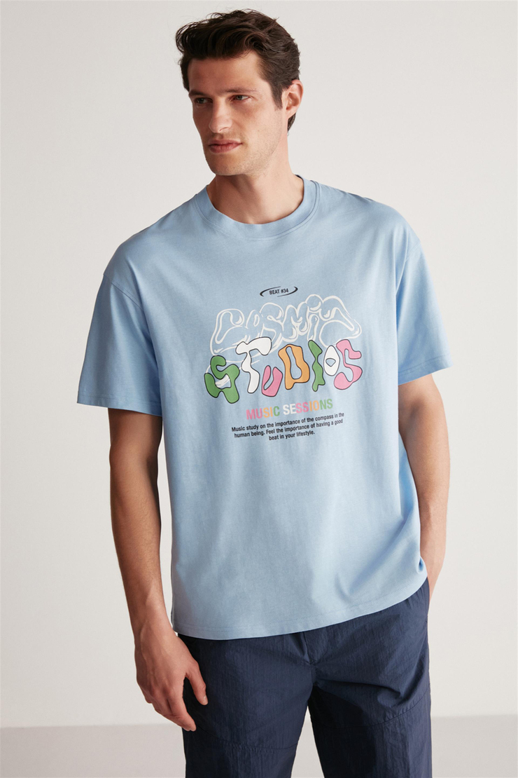 JAVIER Örme  Mavi  T-Shirt