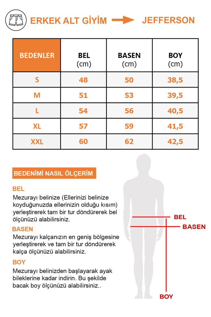 JEFFERSON  Regular Fit Şort  Gri  Beli Lastikli   Paçası Baskı Detaylı Kısa Boy
