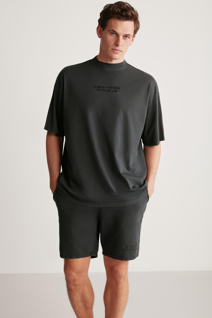 JEFFREY  Oversize Antrasit Tekli Alt-Üst Takım