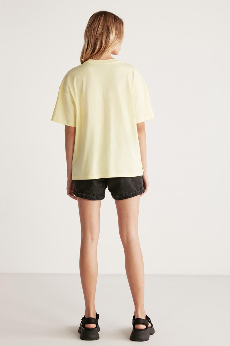 JEMMY Basic Relaxed Açık Sarı Tekli T-Shirt