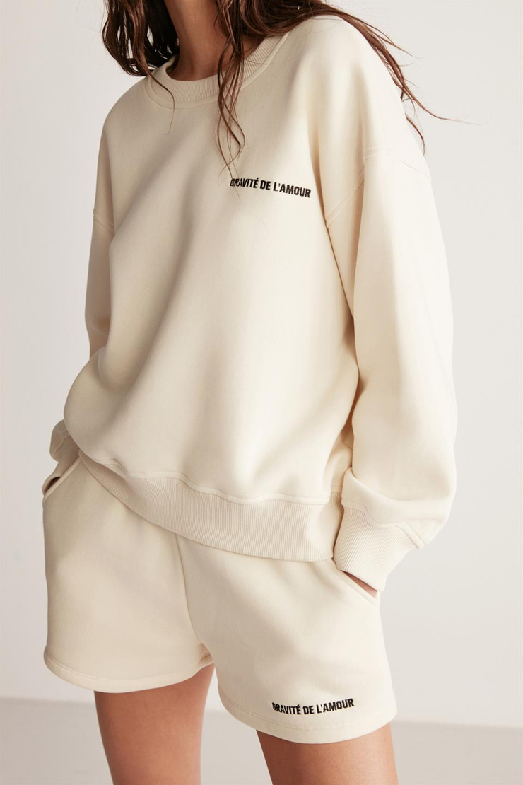 JENNIFER Örme Comfort Vanilya Tekli Sweatshirt
