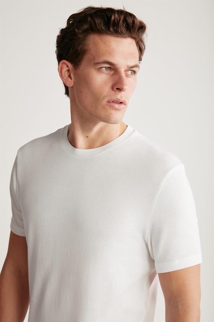 JEREMY Örme Regular Beyaz  T-Shirt