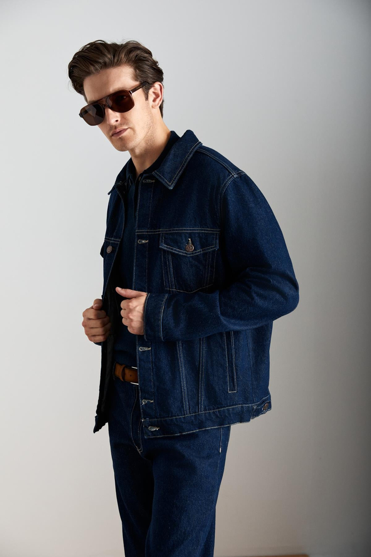 JERICHO Erkek Denim Oversize Lacivert Ceket