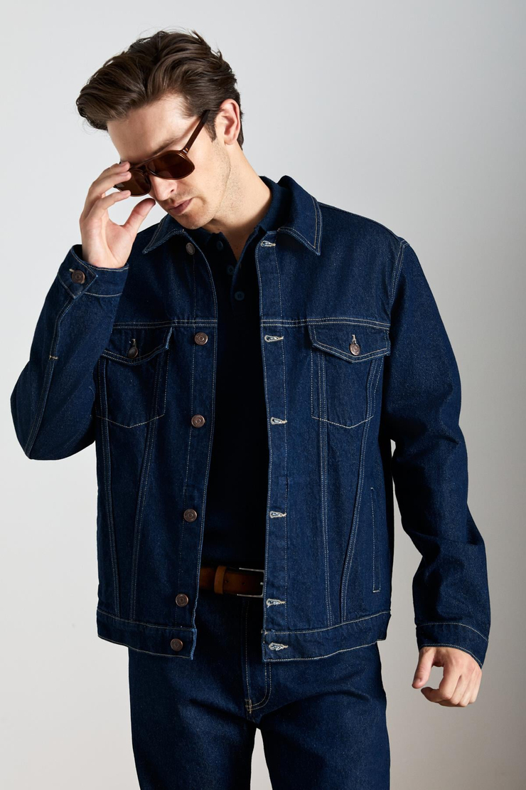 JERICHO Erkek Denim Oversize Lacivert Ceket