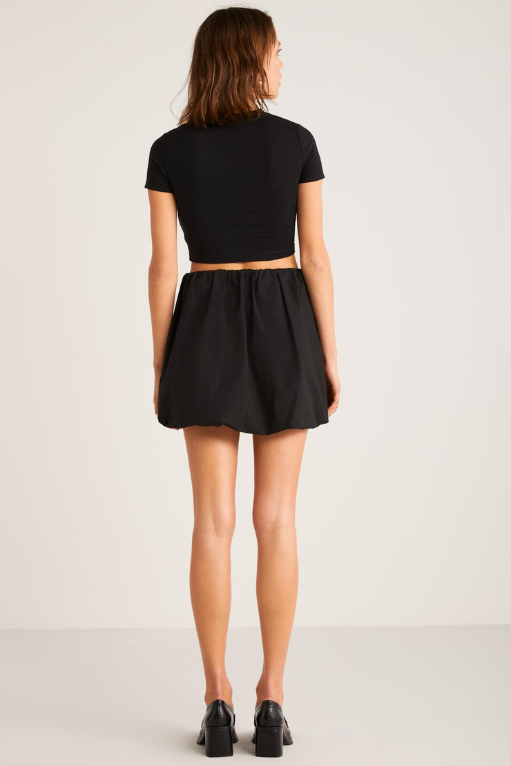 JESS Basic Crop Siyah Tekli T-Shirt