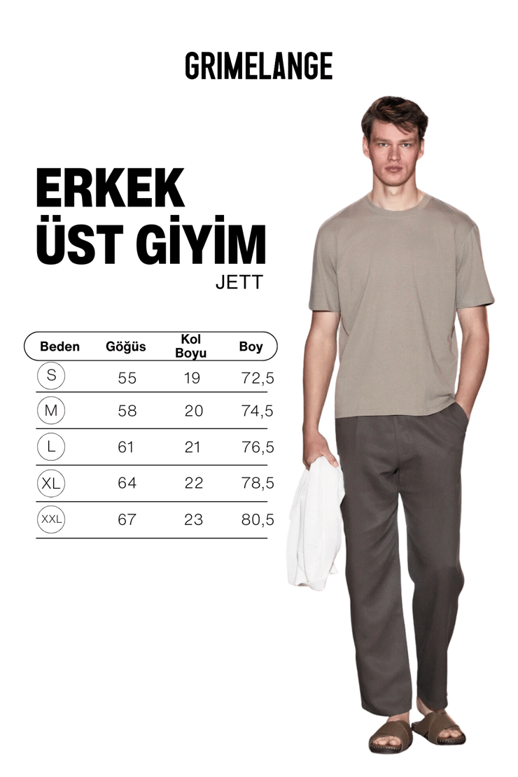 JETT Erkek Oversize Fit %100 organik Pamuk Kalın Dokulu Bisiklet Yakalı Koyu Haki T-Shirt